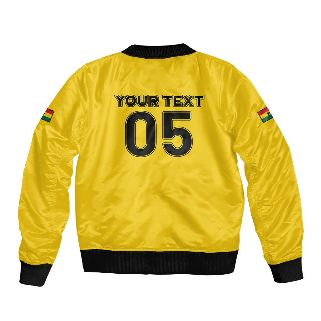 Custom Ghana Football 2026 Bomber Jacket Black Stars Never Fall Yellow Version