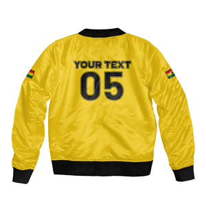 Custom Ghana Football 2026 Bomber Jacket Black Stars Never Fall Yellow Version