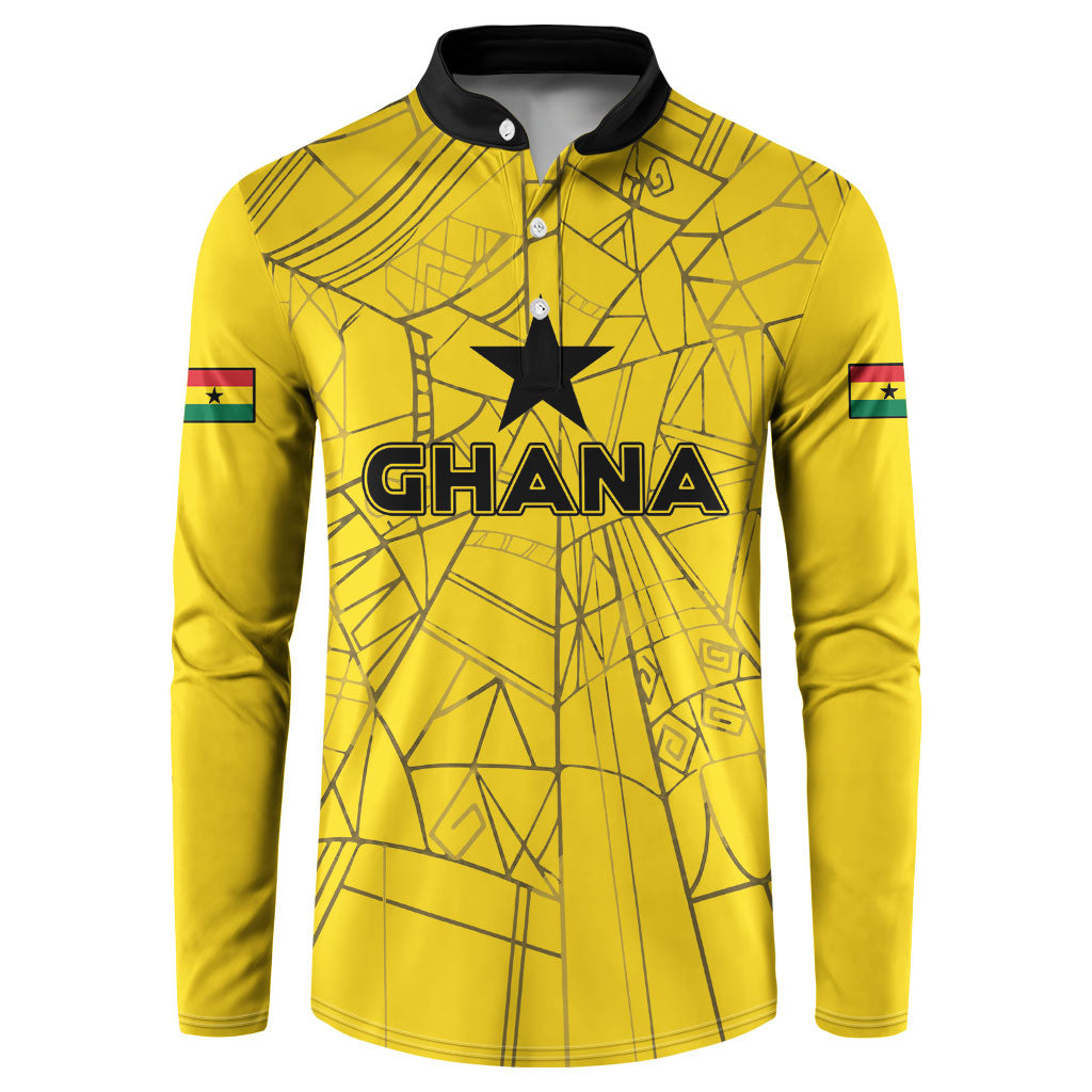 Custom Ghana Football 2026 Button Sweatshirt Black Stars Never Fall Yellow Version