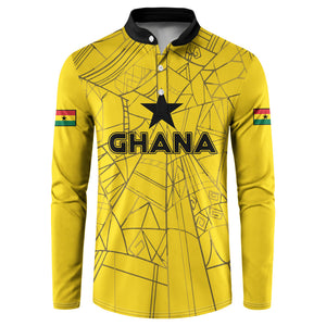 Custom Ghana Football 2026 Button Sweatshirt Black Stars Never Fall Yellow Version