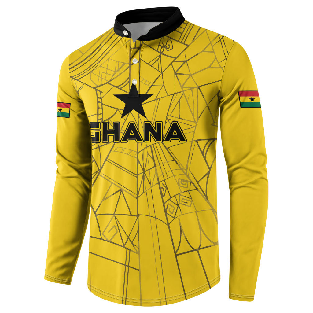 Custom Ghana Football 2026 Button Sweatshirt Black Stars Never Fall Yellow Version
