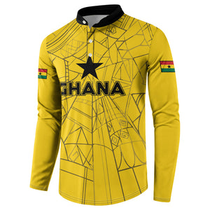 Custom Ghana Football 2026 Button Sweatshirt Black Stars Never Fall Yellow Version