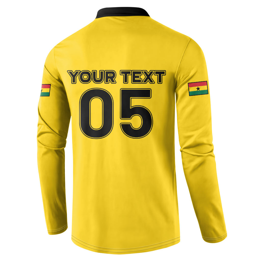 Custom Ghana Football 2026 Button Sweatshirt Black Stars Never Fall Yellow Version