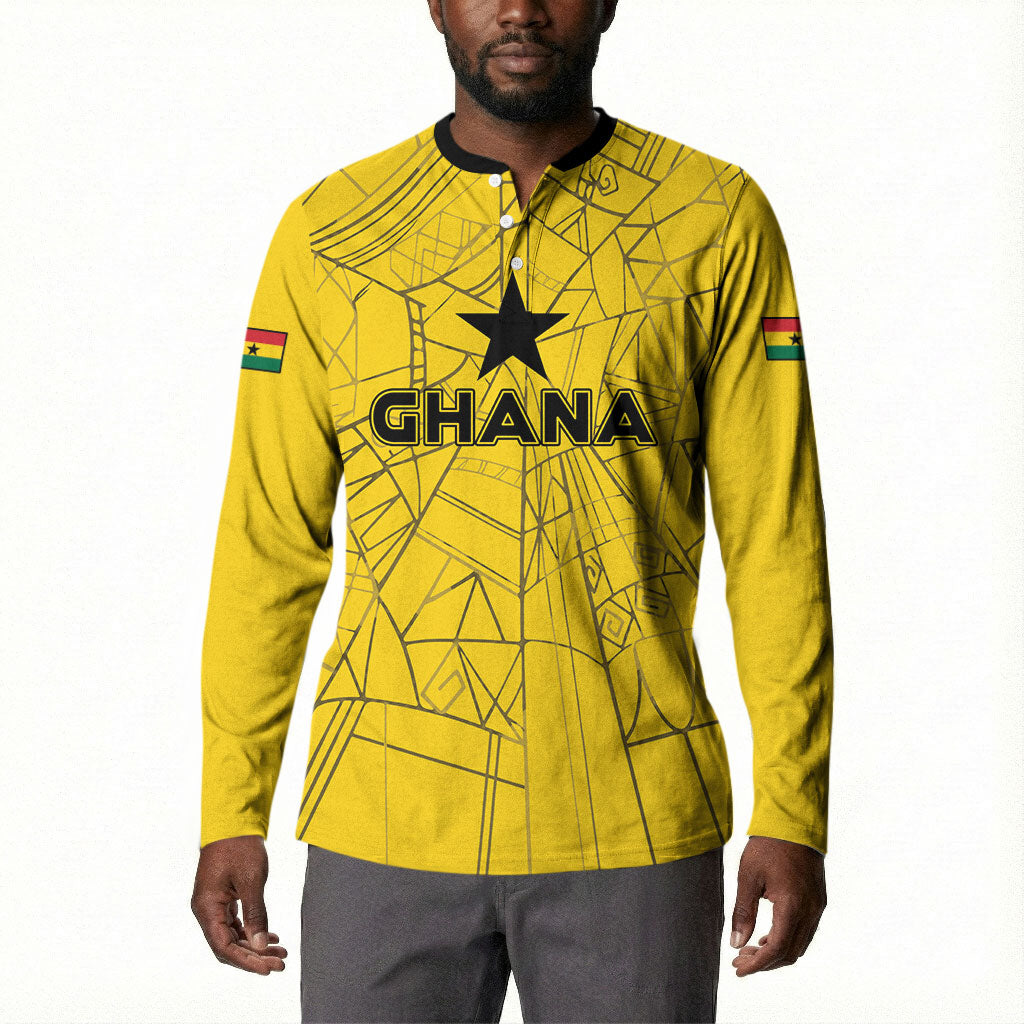 Custom Ghana Football 2026 Button Sweatshirt Black Stars Never Fall Yellow Version