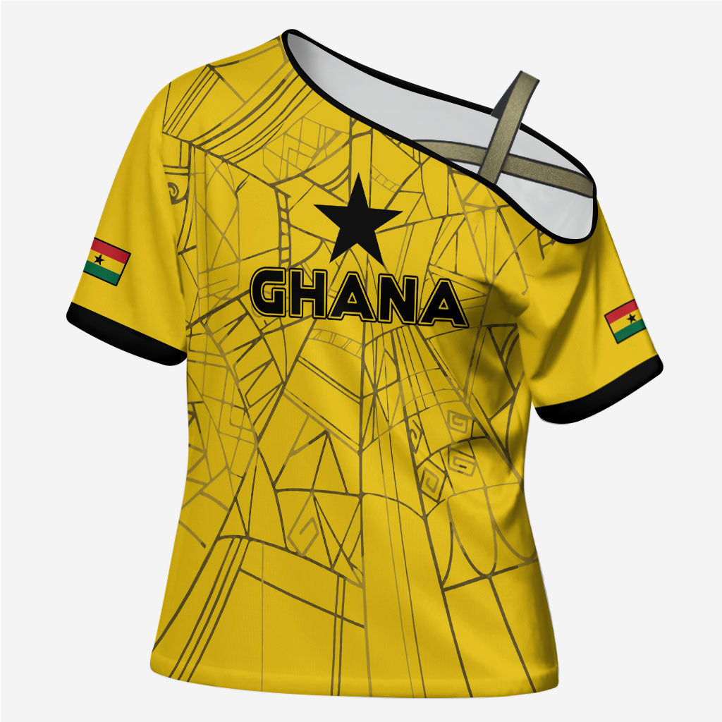 Custom Ghana Football 2026 Cross Shoulder Shirt Black Stars Never Fall Yellow Version