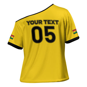 Custom Ghana Football 2026 Cross Shoulder Shirt Black Stars Never Fall Yellow Version