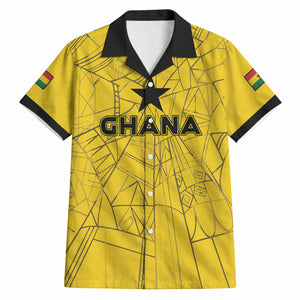 Custom Ghana Football 2026 Hawaiian Shirt Black Stars Never Fall Yellow Version