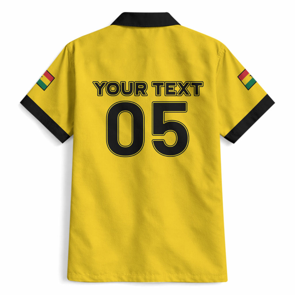 Custom Ghana Football 2026 Hawaiian Shirt Black Stars Never Fall Yellow Version