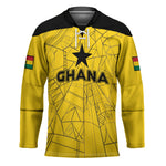 Custom Ghana Football 2026 Hockey Jersey Black Stars Never Fall Yellow Version