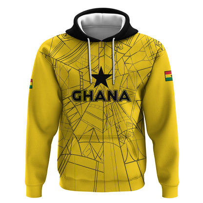 Custom Ghana Football 2026 Hoodie Black Stars Never Fall Yellow Version