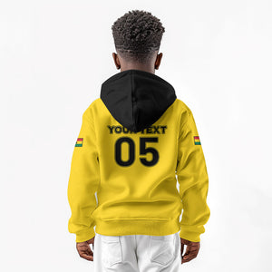 Custom Ghana Football 2026 Kid Hoodie Black Stars Never Fall Yellow Version