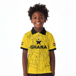 Custom Ghana Football 2026 Kid Polo Shirt Black Stars Never Fall Yellow Version
