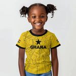 Custom Ghana Football 2026 Kid T shirt Black Stars Never Fall Yellow Version