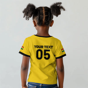 Custom Ghana Football 2026 Kid T shirt Black Stars Never Fall Yellow Version