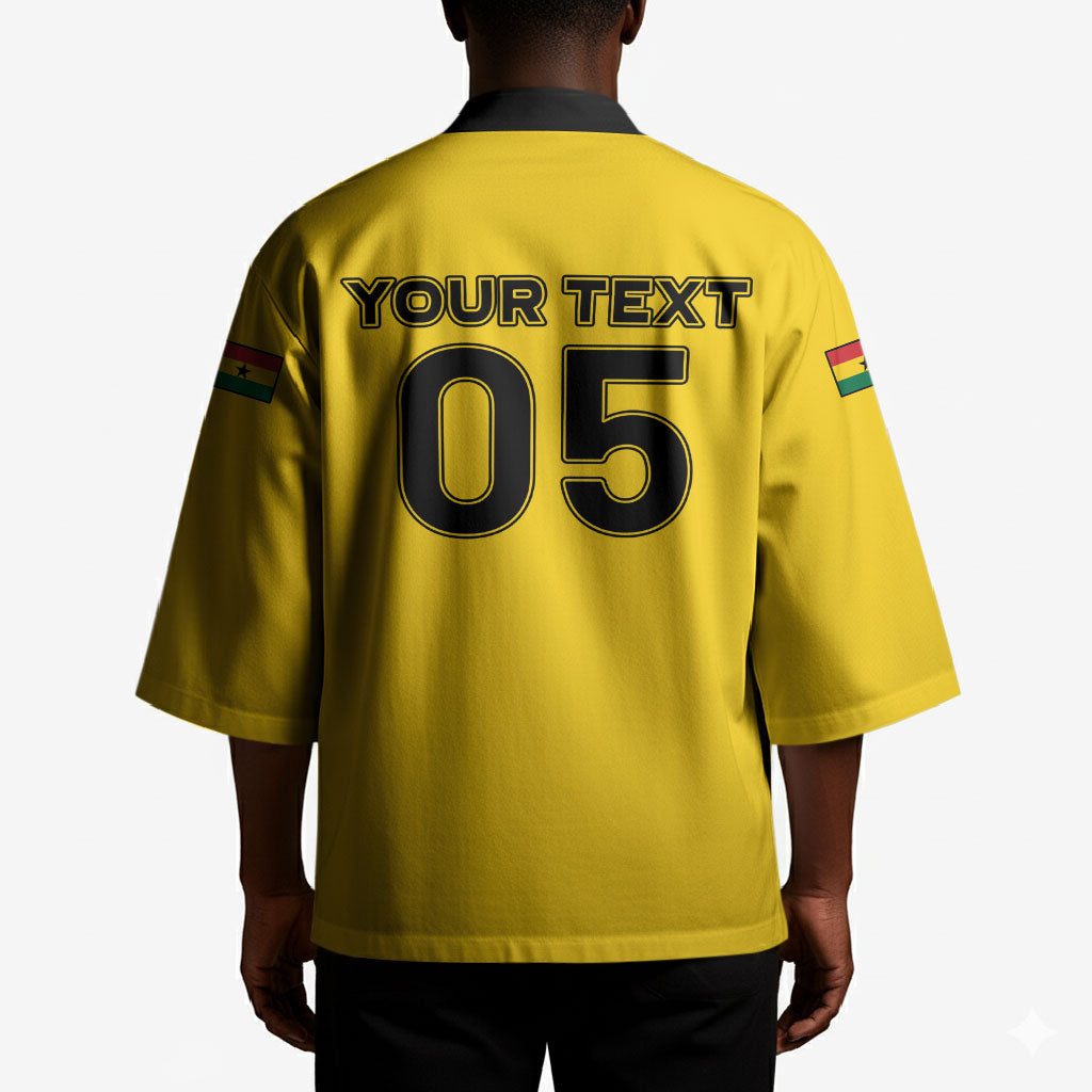 Custom Ghana Football 2026 Kimono Black Stars Never Fall Yellow Version