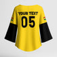 Custom Ghana Football 2026 Kimono Sleeve Blouse Black Stars Never Fall Yellow Version