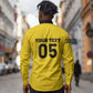 Custom Ghana Football 2026 Long Sleeve Button Shirt Black Stars Never Fall Yellow Version
