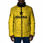 Custom Ghana Football 2026 Padded Jacket Black Stars Never Fall Yellow Version
