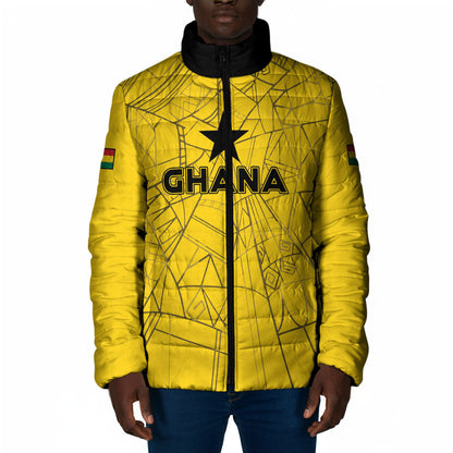 Custom Ghana Football 2026 Padded Jacket Black Stars Never Fall Yellow Version