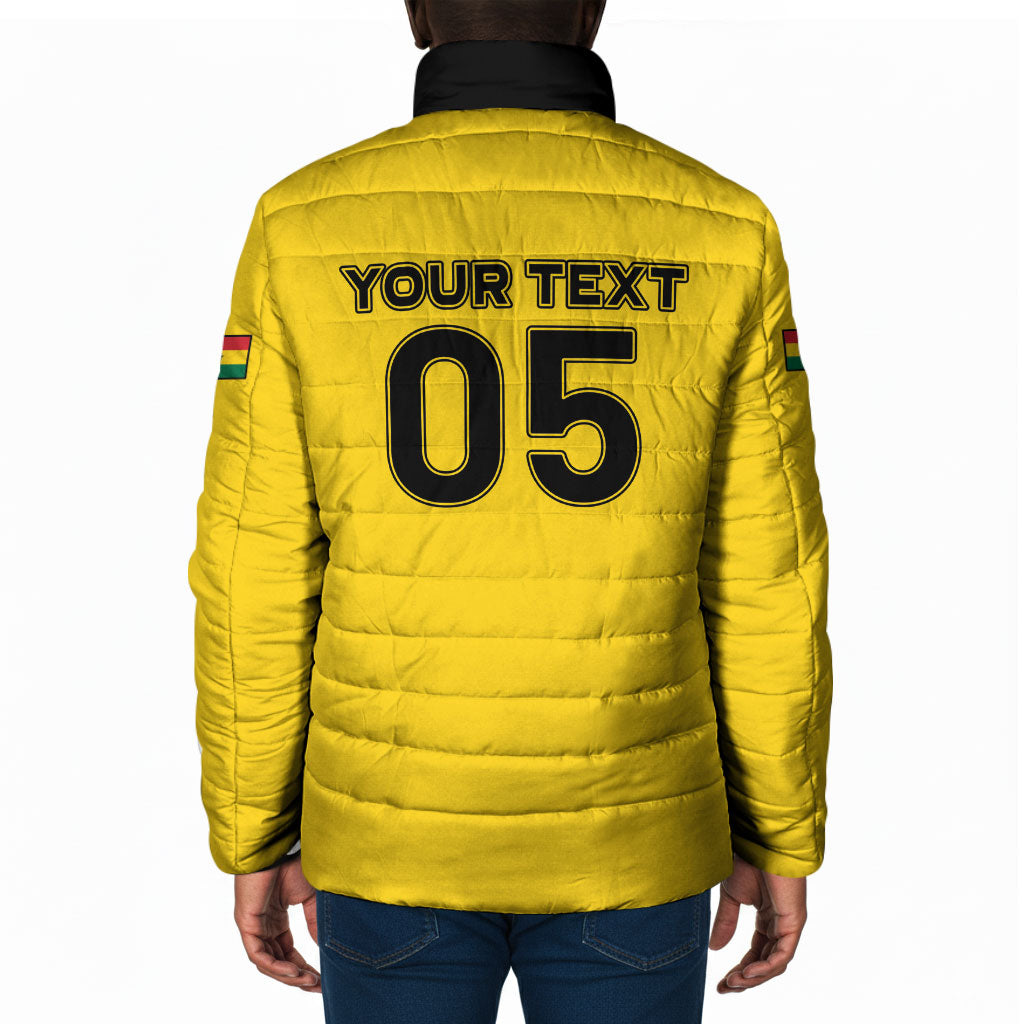 Custom Ghana Football 2026 Padded Jacket Black Stars Never Fall Yellow Version