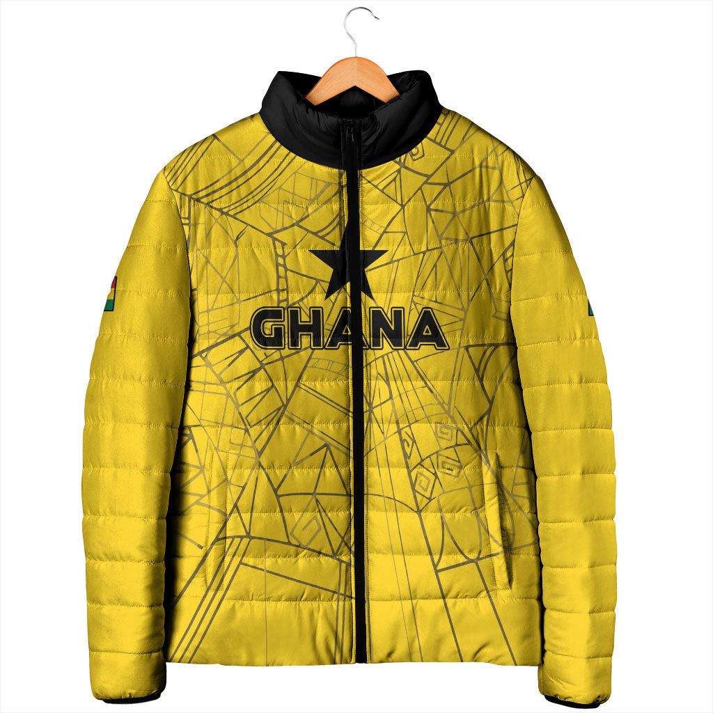 Custom Ghana Football 2026 Padded Jacket Black Stars Never Fall Yellow Version