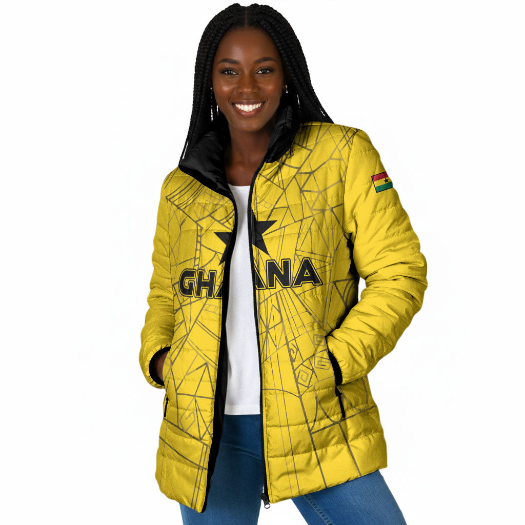 Custom Ghana Football 2026 Padded Jacket Black Stars Never Fall Yellow Version