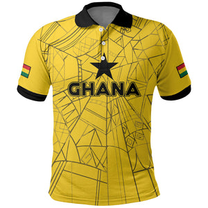 Custom Ghana Football 2026 Polo Shirt Black Stars Never Fall Yellow Version