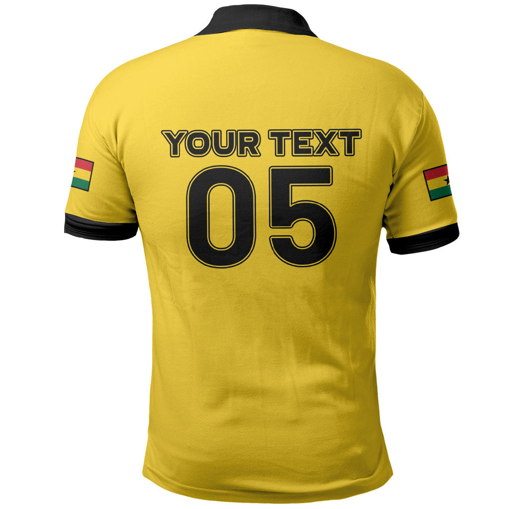 Custom Ghana Football 2026 Polo Shirt Black Stars Never Fall Yellow Version