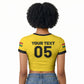 Custom Ghana Football 2026 Raglan Cropped T shirt Black Stars Never Fall Yellow Version