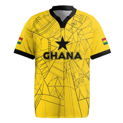 Custom Ghana Football 2026 Rugby Jersey Black Stars Never Fall Yellow Version