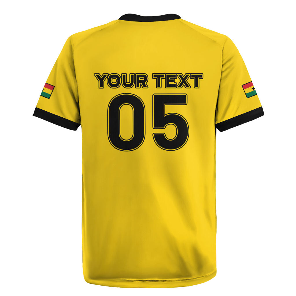 Custom Ghana Football 2026 Rugby Jersey Black Stars Never Fall Yellow Version