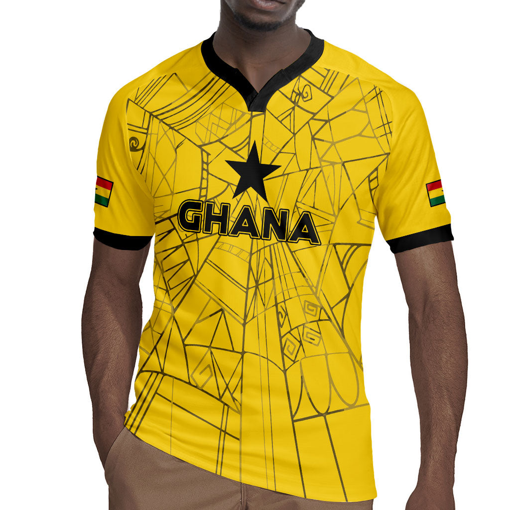 Custom Ghana Football 2026 Rugby Jersey Black Stars Never Fall Yellow Version
