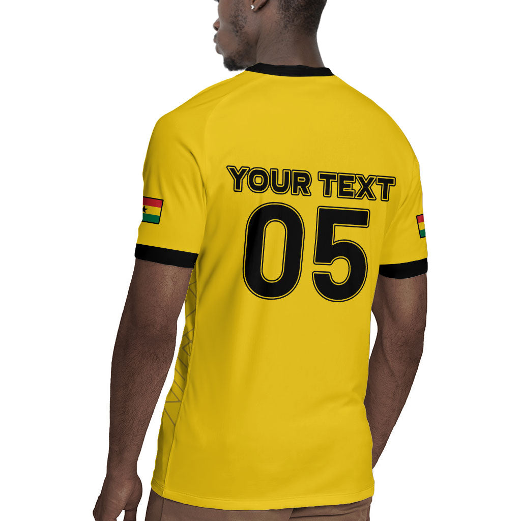 Custom Ghana Football 2026 Rugby Jersey Black Stars Never Fall Yellow Version