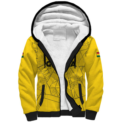 Custom Ghana Football 2026 Sherpa Hoodie Black Stars Never Fall Yellow Version