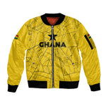 Custom Ghana Football 2026 Sleeve Zip Bomber Jacket Black Stars Never Fall Yellow Version