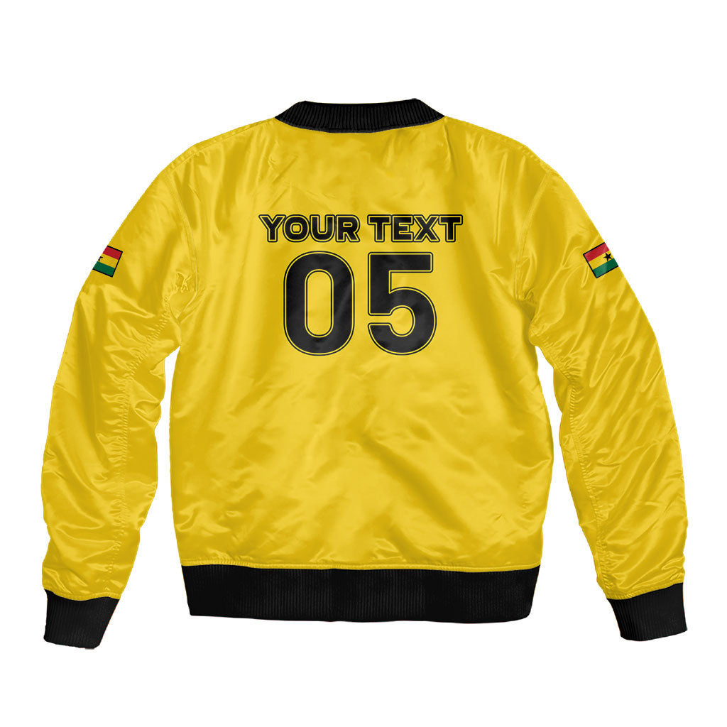 Custom Ghana Football 2026 Sleeve Zip Bomber Jacket Black Stars Never Fall Yellow Version