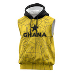 Custom Ghana Football 2026 Sleeveless Hoodie Black Stars Never Fall Yellow Version