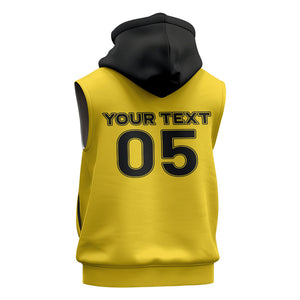 Custom Ghana Football 2026 Sleeveless Hoodie Black Stars Never Fall Yellow Version