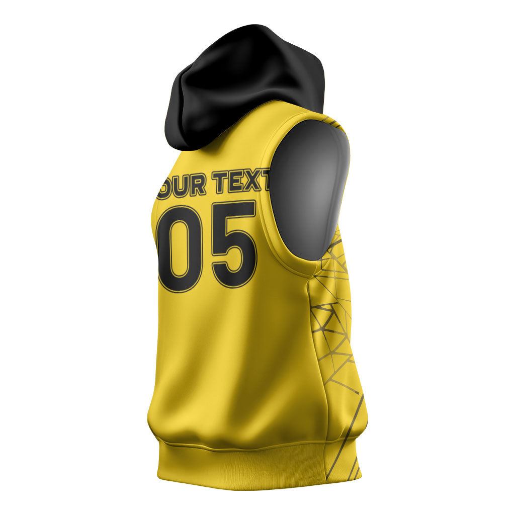 Custom Ghana Football 2026 Sleeveless Hoodie Black Stars Never Fall Yellow Version