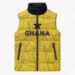Custom Ghana Football 2026 Sleeveless Puffer Jacket Black Stars Never Fall Yellow Version