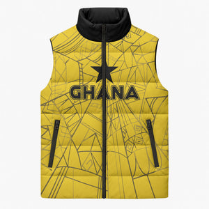 Custom Ghana Football 2026 Sleeveless Puffer Jacket Black Stars Never Fall Yellow Version