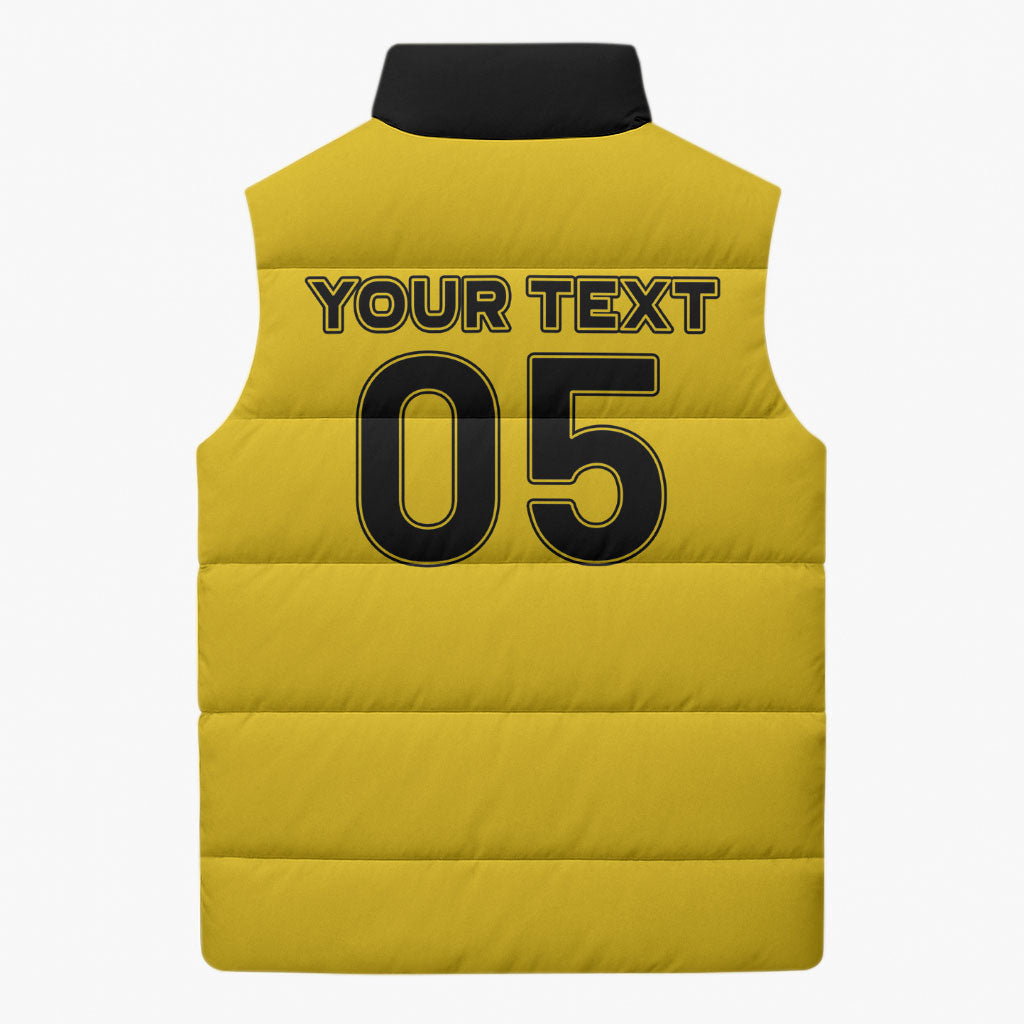 Custom Ghana Football 2026 Sleeveless Puffer Jacket Black Stars Never Fall Yellow Version