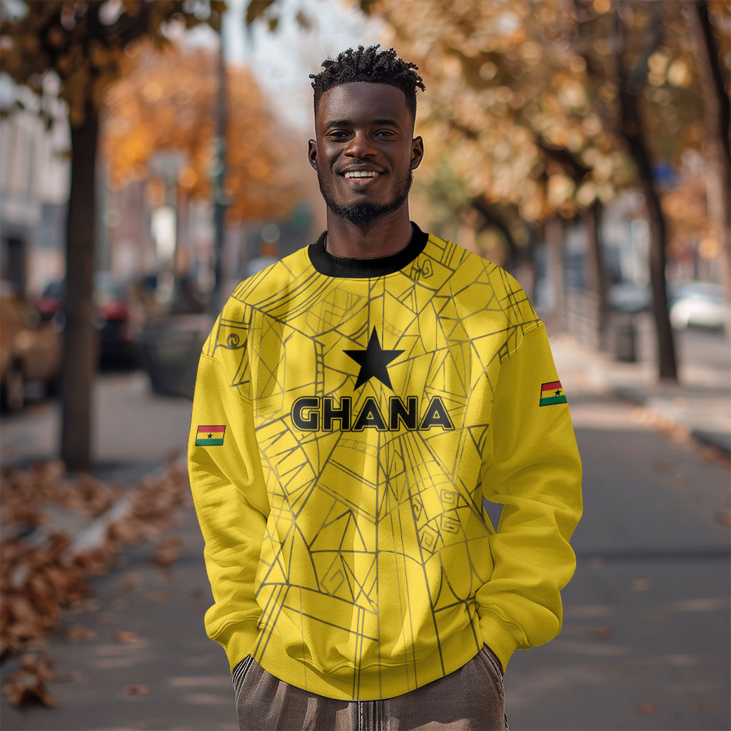 Custom Ghana Football 2026 Sweatshirt Black Stars Never Fall Yellow Version