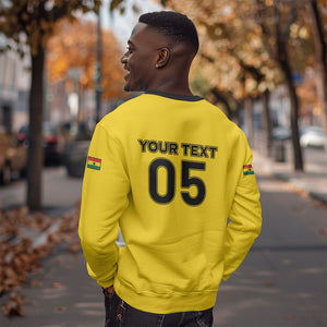 Custom Ghana Football 2026 Sweatshirt Black Stars Never Fall Yellow Version
