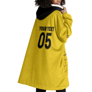 Custom Ghana Football 2026 Wearable Blanket Hoodie Black Stars Never Fall Yellow Version