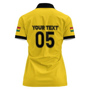 Custom Ghana Football 2026 Women Polo Shirt Black Stars Never Fall Yellow Version
