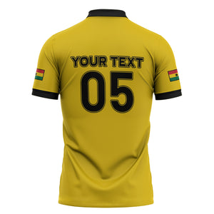 Custom Ghana Football 2026 Zipper Polo Shirt Black Stars Never Fall Yellow Version