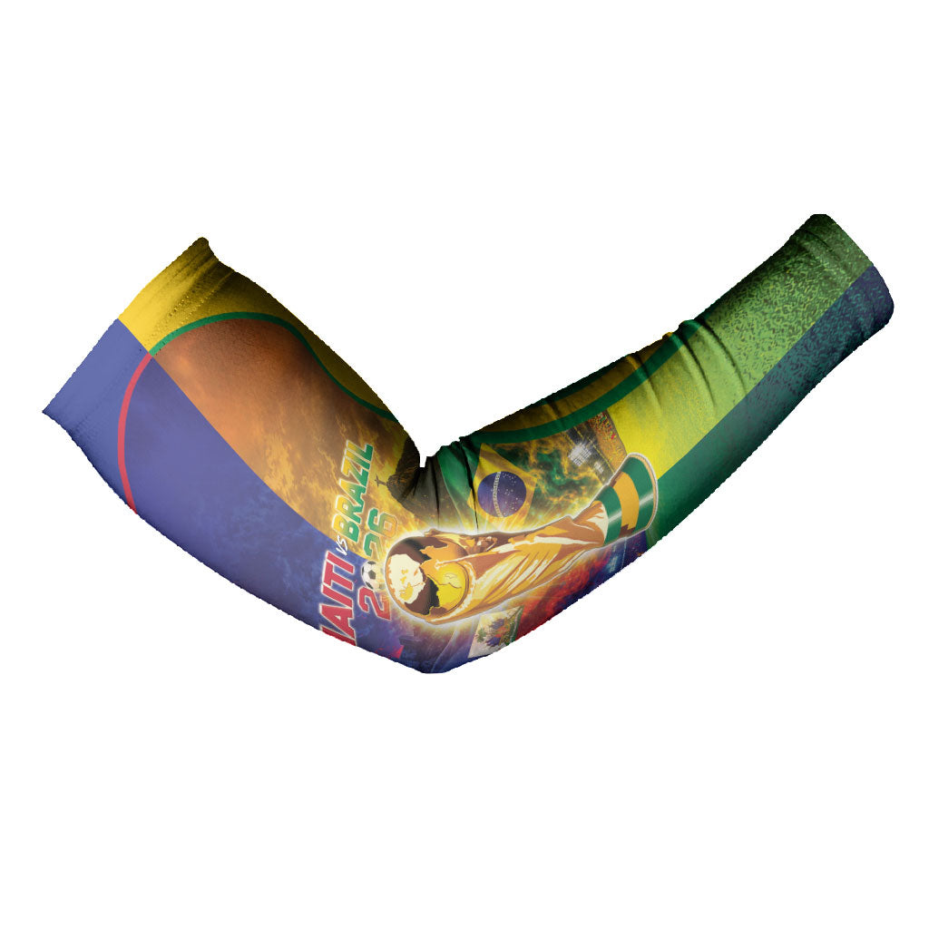 Custom Brazil Haiti 2026 World Football Arm Sleeves Go For Glory