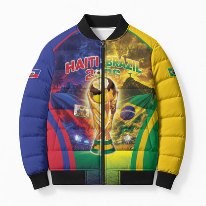 Custom Brazil Haiti 2026 World Football Bomber Puffer Jacket Go For Glory