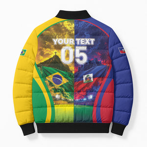 Custom Brazil Haiti 2026 World Football Bomber Puffer Jacket Go For Glory